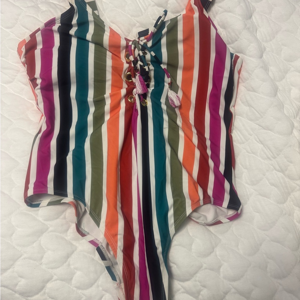 Multicolor Striped Kids One Piece Swimsuit